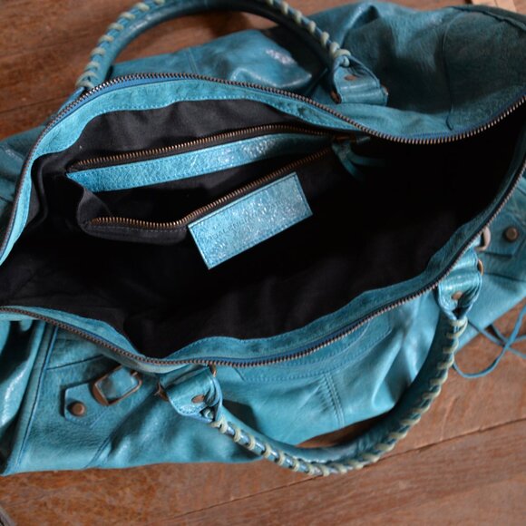 Authentic Balenciaga Work Bag in Turquoise Nicole Richie Purse large diaper bag - Picture 10 of 16